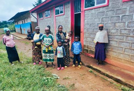 Alemnesh and her neighbors are temporarily sheltered in a school constructed by ActionAid Ethiopia