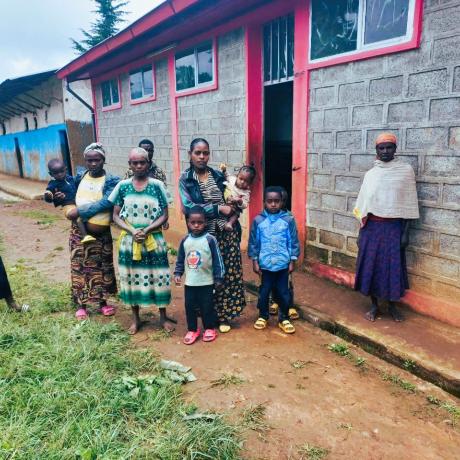 Alemnesh and her neighbors are temporarily sheltered in a school constructed by ActionAid Ethiopia